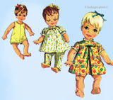 1960s Vintage Simplicity Sewing Pattern 7368 Uncut Baby Doll Clothes