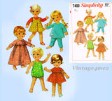 1960s Vintage Simplicity Sewing Pattern 7400 Uncut 9 Inch Baby Doll Clothes Set