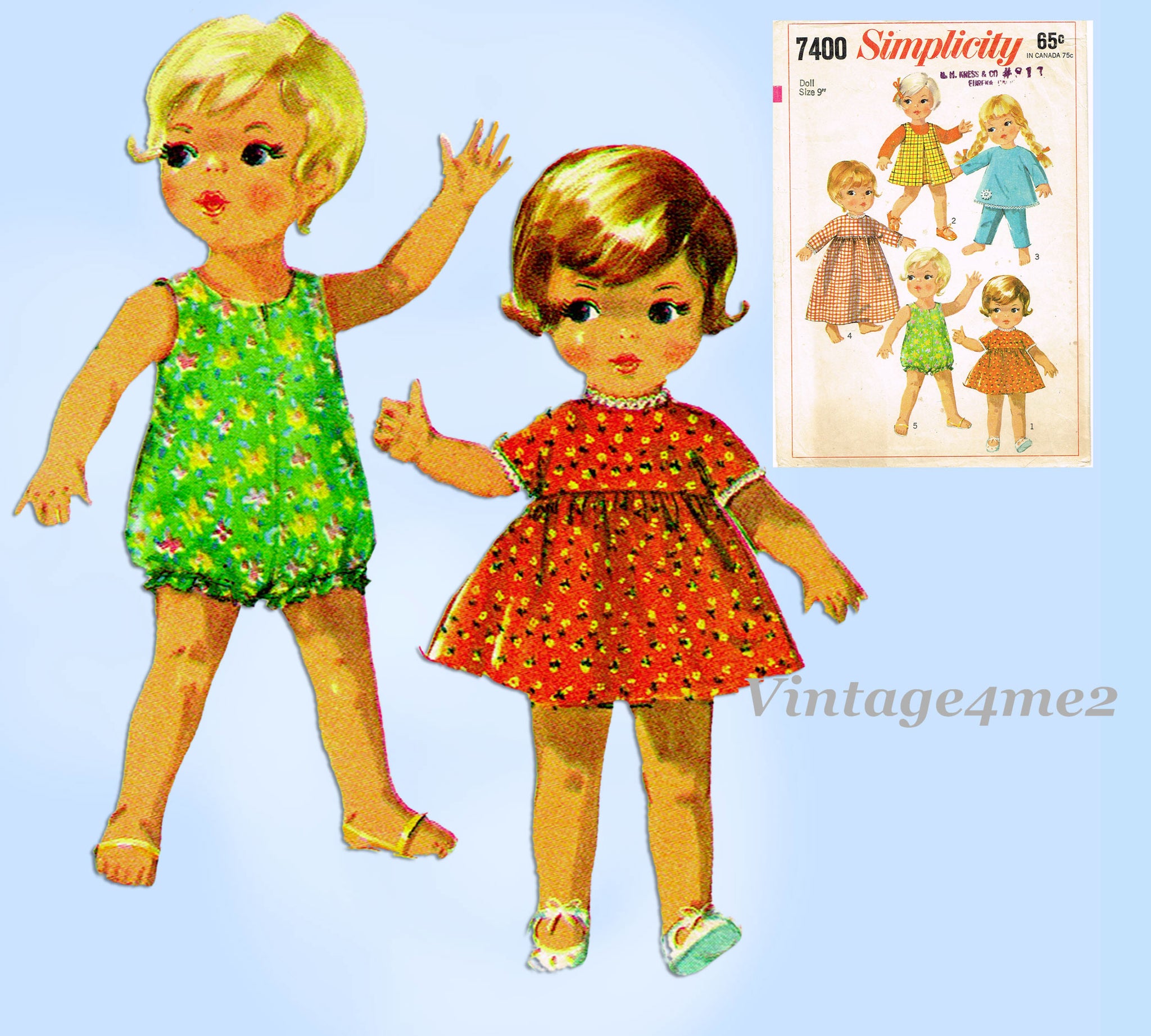 E759 PDF Copy of My Vintage Simplicity Pattern 7210 for 11-1/2 Fashion  Dolls -  Australia