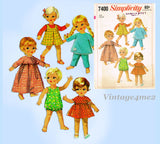 1960s Vintage Simplicity Sewing Pattern 7400 Uncut 9 Inch Baby Doll Clothes Set