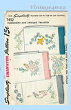 1940s Vintage Simplicity Embroidery Transfer 7432 Uncut Floral Guest Towel Motifs