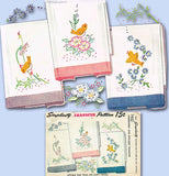 1940s Vintage Simplicity Embroidery Transfer 7432 Uncut Floral Guest Towel Motifs