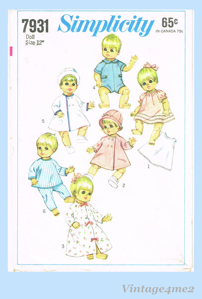 1960s Vintage Simplicity Sewing Pattern 7931 Betsy Wetsy  Baby Doll Clothes ORIG