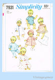 1960s Vintage Simplicity Sewing Pattern 7931 Betsy Wetsy  Baby Doll Clothes ORIG