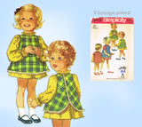 1960s Vintage Simplicity Sewing Pattern 8419 Baby Girls Jiffy Dress & Apron Sz 2