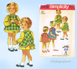 1960s Vintage Simplicity Sewing Pattern 8419 Baby Girls Jiffy Dress & Apron Sz 2
