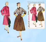 1950s Vintage Simplicity Sewing Pattern 8487 Uncut Misses Boxy Suit Sz 34 B