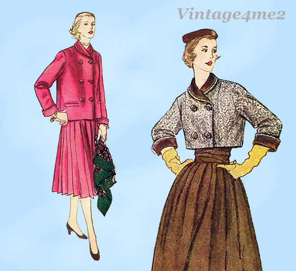 1950s Vintage Simplicity Sewing Pattern 8487 Uncut Misses Boxy Suit Sz 34 B