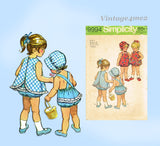 1970s VTG Simplicity Sewing Pattern 9994 Baby Girls Jiffy Apron and Romper Sz 1