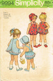 1970s VTG Simplicity Sewing Pattern 9994 Baby Girls Jiffy Apron and Romper Sz 1