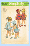 1970s VTG Simplicity Sewing Pattern 9994 Baby Girls Jiffy Apron and Romper Sz 1
