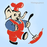 1950s Comic Elephant Tea Towel Vogart Textilprint 409 Uncut Color Hot Iron Transfer