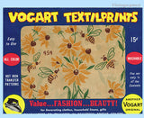 1950s Bees & Flower Tea Towel Vogart Textilprint 454 Uncut Color Hot Iron Transfer