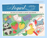 1940s Vogart 163 Transfer Potholders in Embroidery and Crochet ORIGINAL Uncut