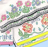 1950s Vintage Vogart Embroidery Transfer 263 Uncut Bold Floral Pillowcase Motif