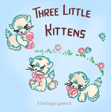 1950s VTG Vogart Embroidery Transfer 286 Uncut 3 Kittens Cute Baby Clothes Motifs