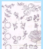 1960s Dainty Pillowcase & Guest Towel Motifs Uncut Vogart Hot Iron Transfer 707