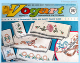 1960s Dainty Pillowcase & Guest Towel Motifs Uncut Vogart Hot Iron Transfer 707