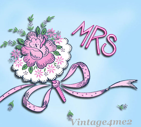 1960s Vintage Vogart Embroidery Transfer 715 His Hers Floral Pillowcases ORIG