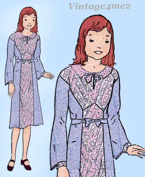 1930s Vintage Vogue Sewing Pattern 3276 Cute Little Girls Dress Size 10