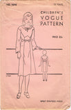 1930s Vintage Vogue Sewing Pattern 3276 Cute Little Girls Dress Size 10