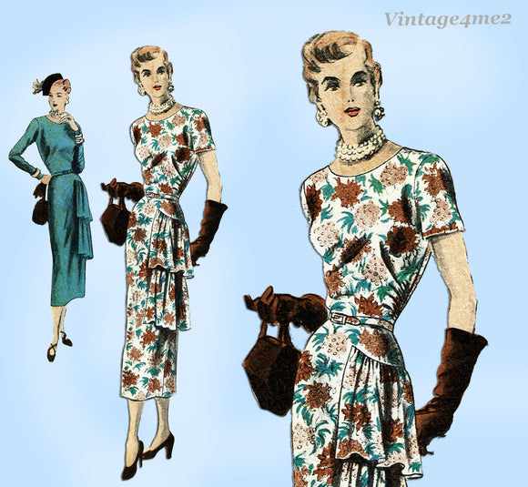 Vogue Couturier 406: 1940s Uncut Afternoon Dress Sz 34 B Vintage Sewing Pattern