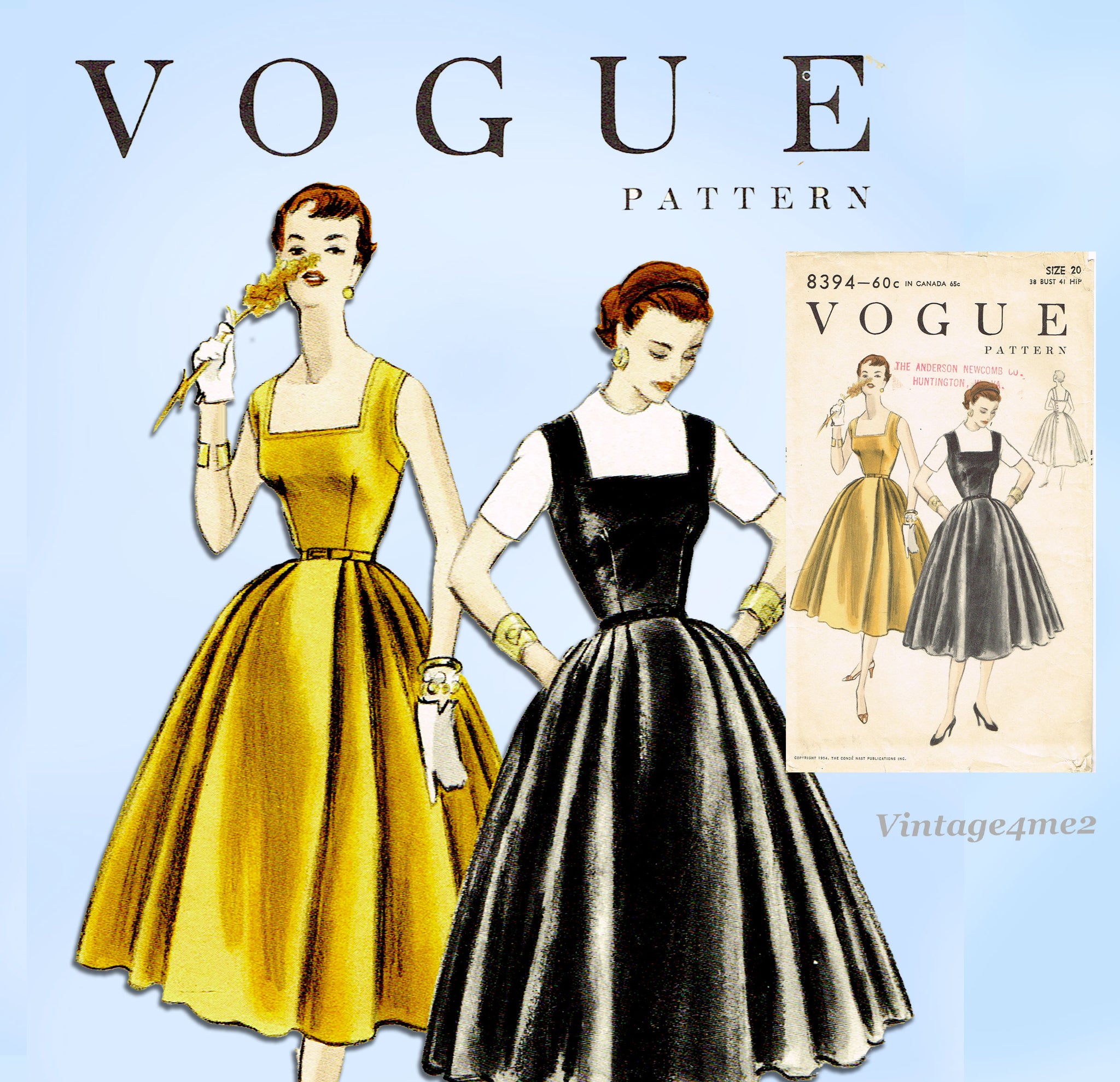 1950s Vintage Vogue Sewing Pattern 8394 Uncut Misses Cocktail Dress 38 –  Vintage4me2