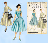 Vogue 8922: 1950s Uncut Women's Street Dress Sz 34 B Vintage Sewing Pattern