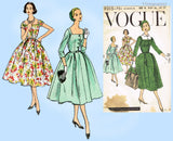 Vogue 9015: 1950s Uncut Womens Street Dress Sz 36 B Vintage Sewing Pattern