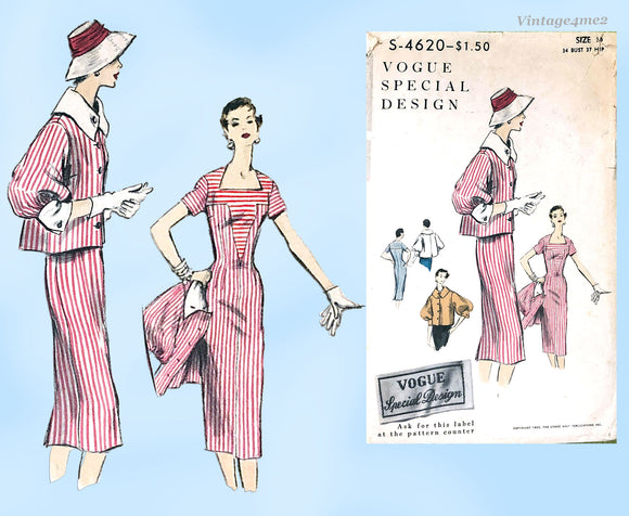 1950s Vintage Vogue Sewing Pattern S-4620 Special Design Afternoon Dress