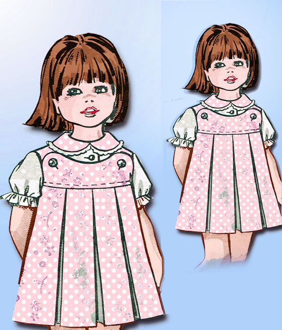 1960s Vintage Mail Order Sewing Pattern 1407 Toddler Girls Jumper  Dress Size 5 vintage4me2