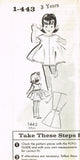 1950s Vintage Mail Order Sewing Pattern 1-443 Uncut Easy Toddler Girls Dress Sz3