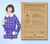1920s Vintage Mail Order Sewing Pattern 1021 Misses Edwardian Blouse Size 38 B - Vintage4me2