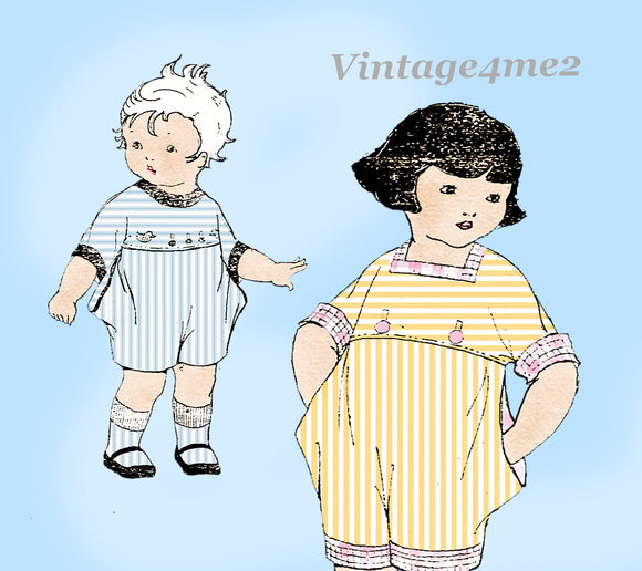 Mail Order 1216: 1920s Adorable Baby Boys Romper Size 1 Vintage Sewing Pattern