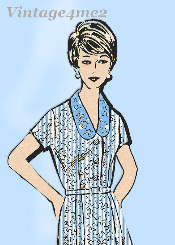 Mail Order 1304: 1960s Misses Plus Size Day Dress 42 B Vintage Sewing Pattern