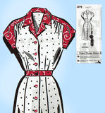 Mail Order 1379: 1940s Misses Shirtwaist Dress Sz 35 Bust Vintage Sewing Pattern