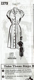 Mail Order 1379: 1940s Misses Shirtwaist Dress Sz 35 Bust Vintage Sewing Pattern