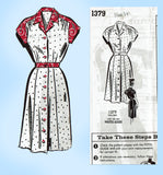 Mail Order 1379: 1940s Misses Shirtwaist Dress Sz 35 Bust Vintage Sewing Pattern