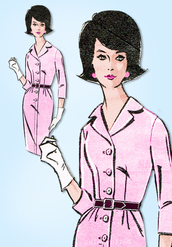 1960s Original Vintage Mail Order Pattern 1422 Uncut Ladies Shirtwaist Dress 34B