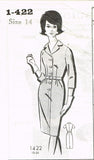 1960s Original Vintage Mail Order Pattern 1422 Uncut Ladies Shirtwaist Dress 34B