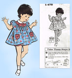 1960s Vintage Mail Order Sewing Pattern 1478 Uncut Toddler Girls Dress Sz 3