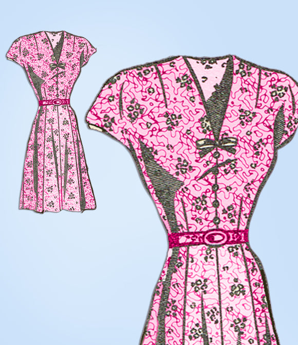 1950s Vintage Mail Order Sewing Pattern 1483 Misses Dress w Wing Sleeves 34 Bust
