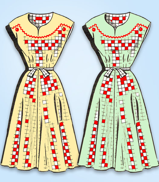 1950s Original Vintage Mail Order Pattern 1501 Easy Plus Size Dress 42 Bust
