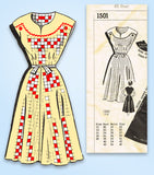 1950s Original Vintage Mail Order Pattern 1501 Easy Plus Size Dress 42 Bust