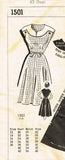 1950s Original Vintage Mail Order Pattern 1501 Easy Plus Size Dress 42 Bust