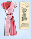 1940s Original Vintage Mail Order Pattern 1701 Uncut Misses Step Dress Sz 32 B