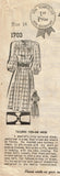 Mail Order 1703: 1940s Lovely Misses Tailored Dress 32 B Vintage Sewing Pattern