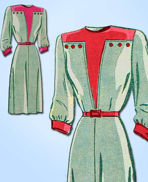 1940s Vintage Mail Order Sewing Pattern 1724 Misses Street Dress Size 12 30B - Vintage4me2