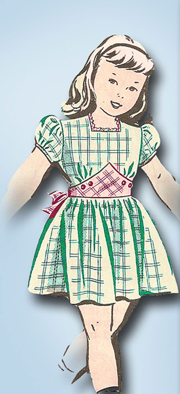 1940s Vintage Mail Order Sewing Pattern 1816 Toddler Girls Sunday Dress Size 3 - Vintage4me2