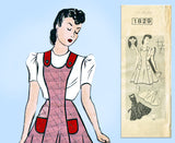 Mail Order 1829: 1940s Misses WWII Princess Apron Sz 36 B Vintage Sewing Pattern